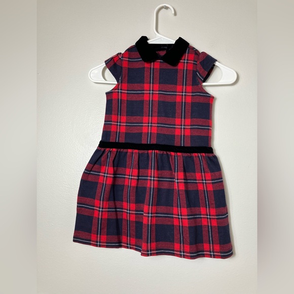 NEW!!! Janie And Jack Plaid Dress Red/blue Sz 4 Knee Length Scottish Cotton - Picture 1 of 5